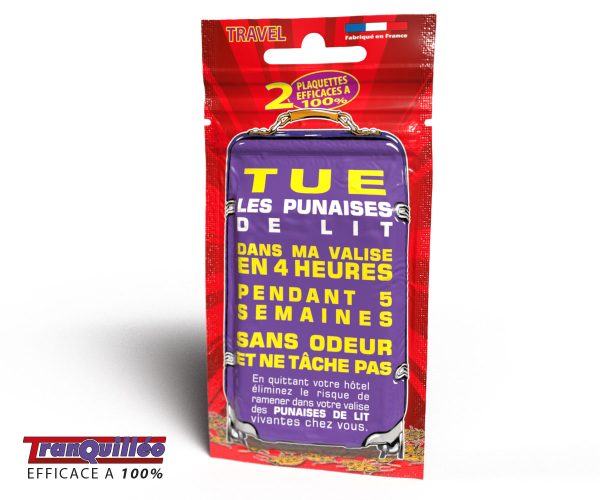 Lot de 2 plaquettes répulsives punaises de lit Tranquilleo Sans Soucis 1 LOT DE 2 PLAQUETTES ANTI PUNAISES DE LIT POUR VALISES instantane 2
