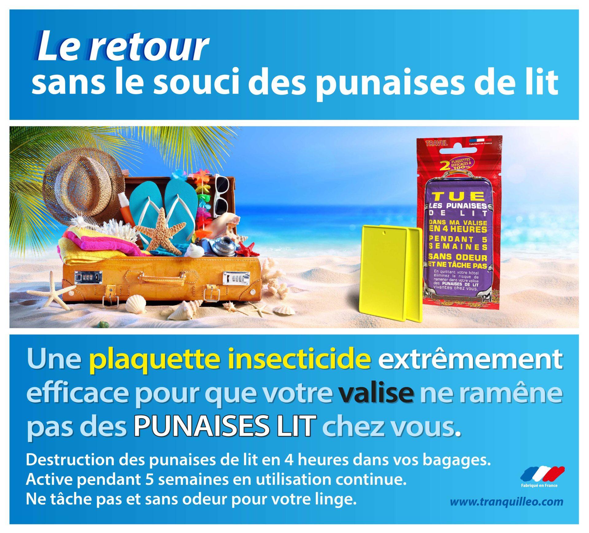 Lot de 2 plaquettes répulsives punaises de lit Tranquilleo Sans Soucis | Retour de vacances sans punaises de lit dans la valise Retour de vacances sans punaises de lit dans la valise